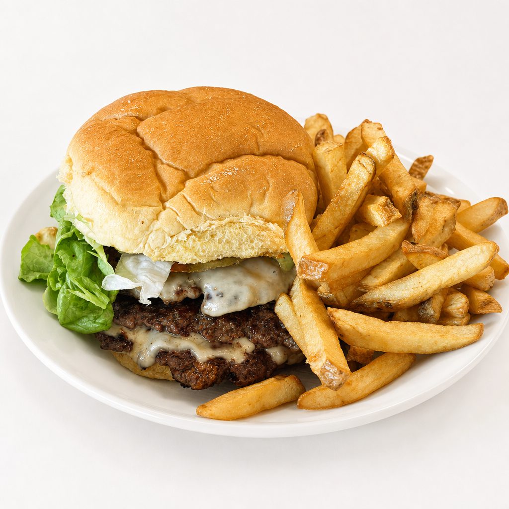 Single Patty Smash Burger & Fresh Cut Fries.