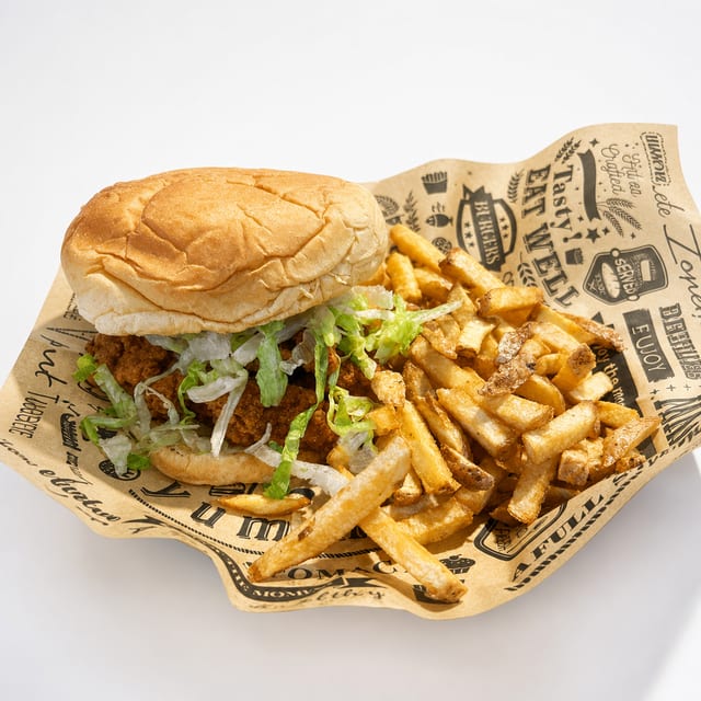 Chicken Tender Sandwich & Fries.