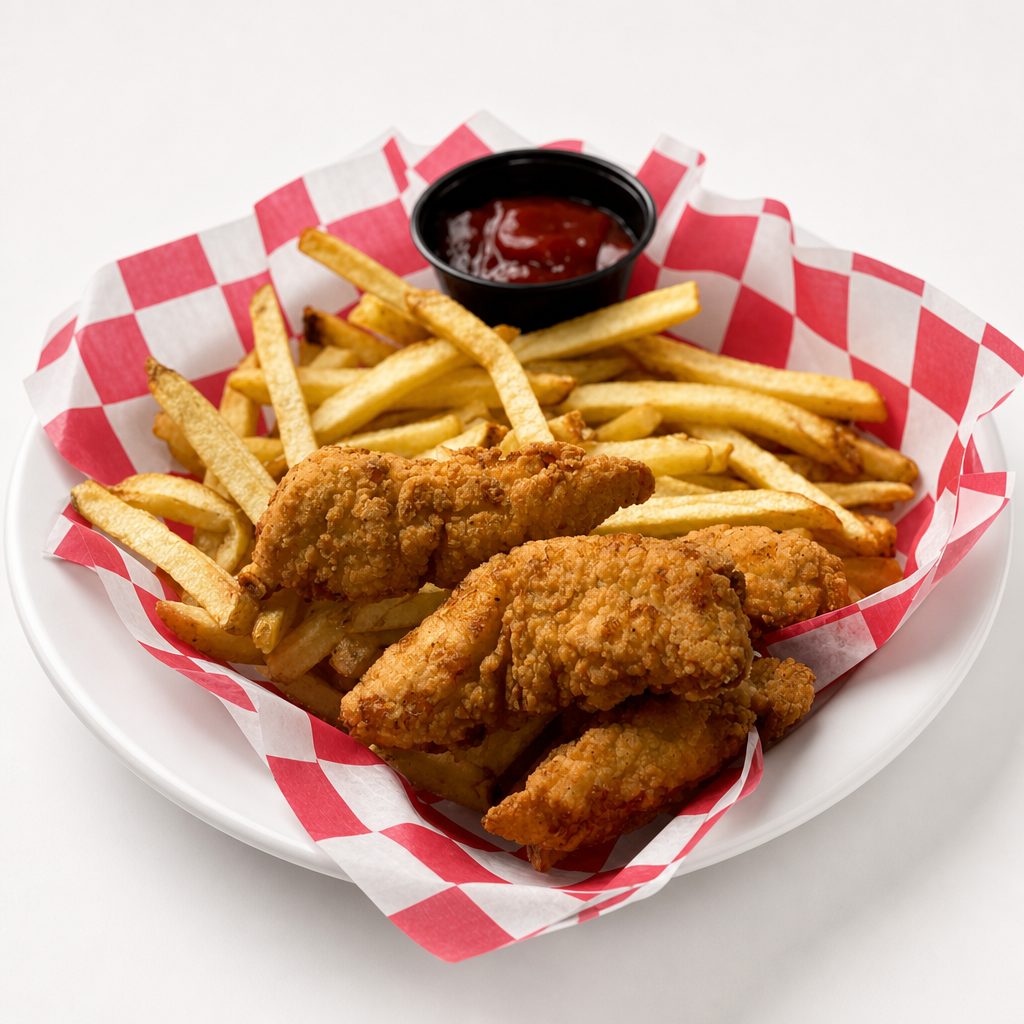 Crabby Style Chicken Tenders & Fries.