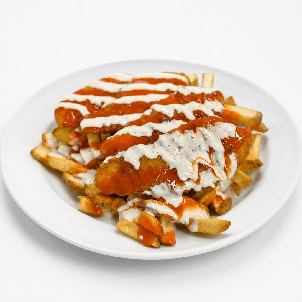 Buffalo Ranch Chicken Tenders & Fries.