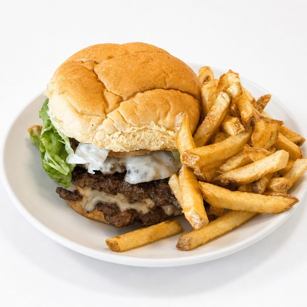 Double Patty Smash Burger & Fresh Cut Fries.